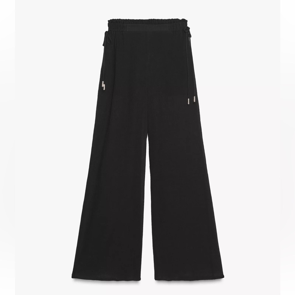 NWT semi sheer wide leg pants with side tie